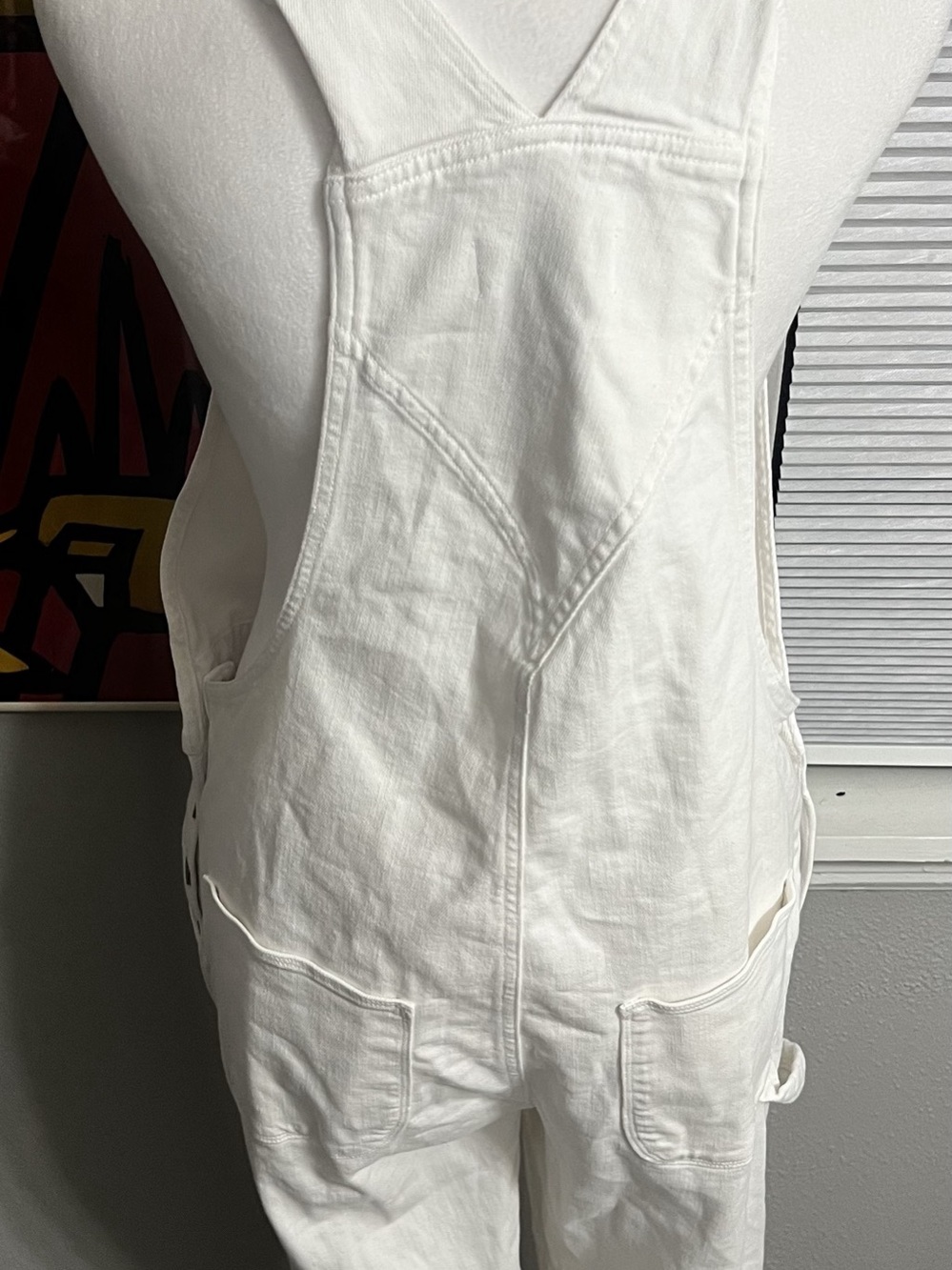 FRAME Denim Le Garcon Overalls in Blanc White Dungarees Medium - Picture 9 of 15